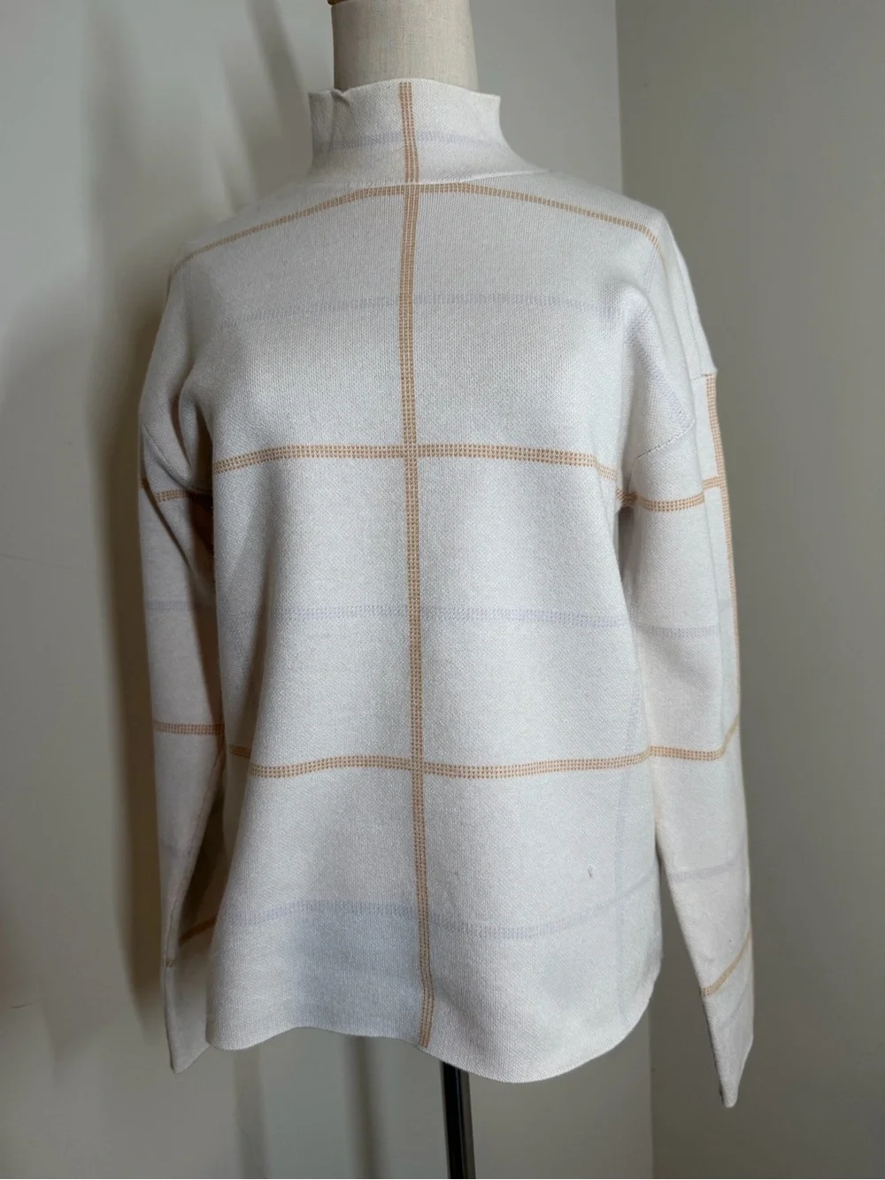 Anthropologie Women’s Lizzie Ivanna-SZ XS-Mock Neck Plaid Windowpane Sweater